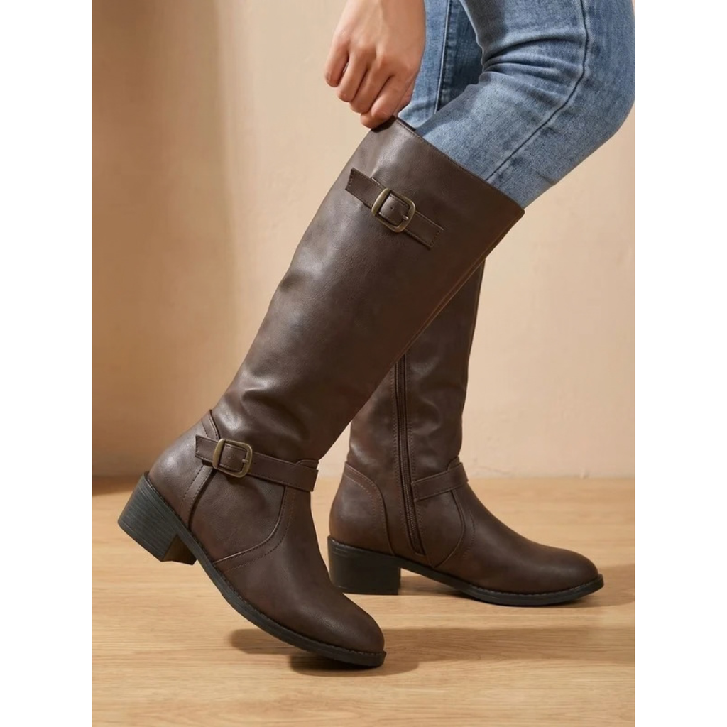 Henrike | Damen Stiefel mit Reißverschluss und Schnallen