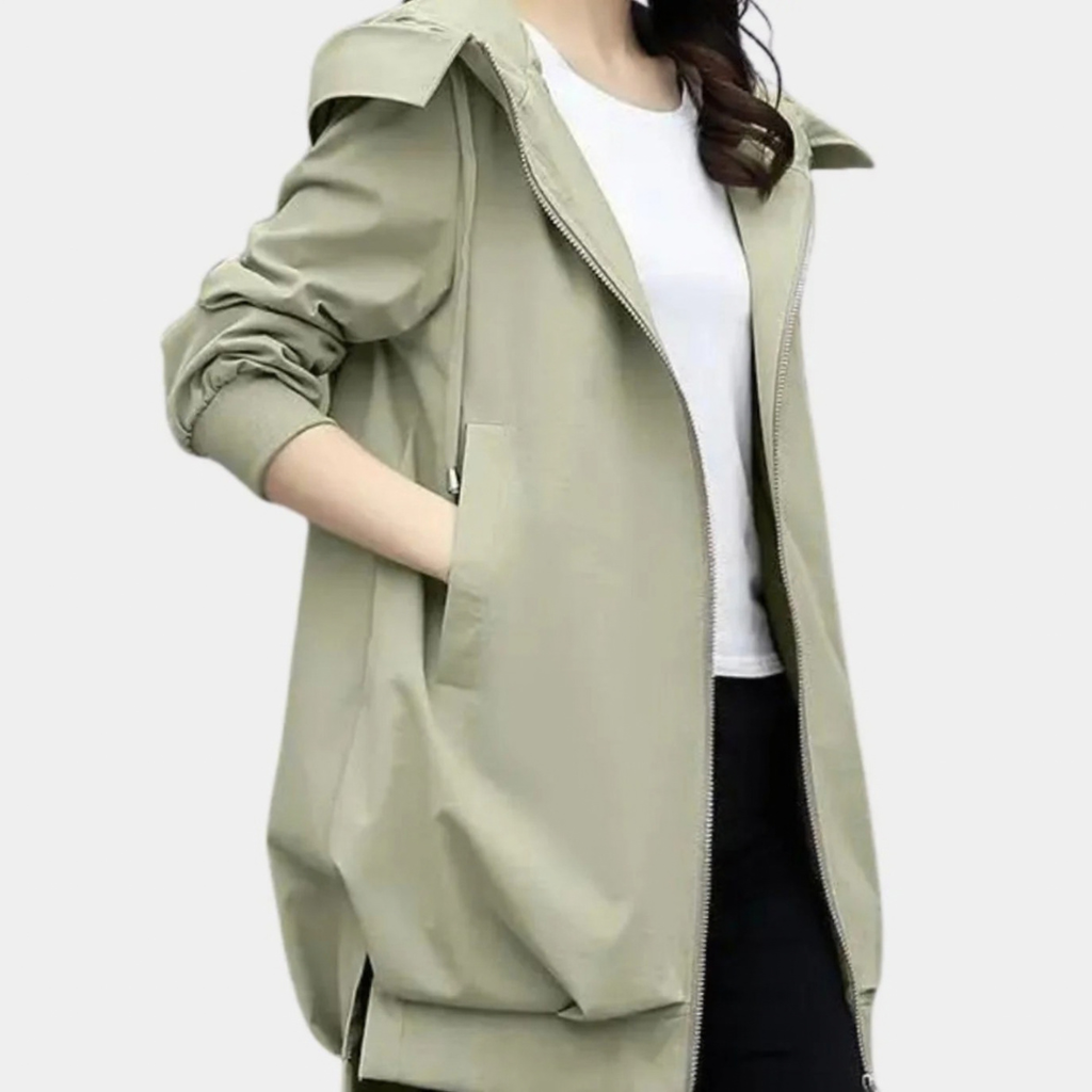 Hermine | Damen Jacke mit Kapuze und Front Reißverschluss