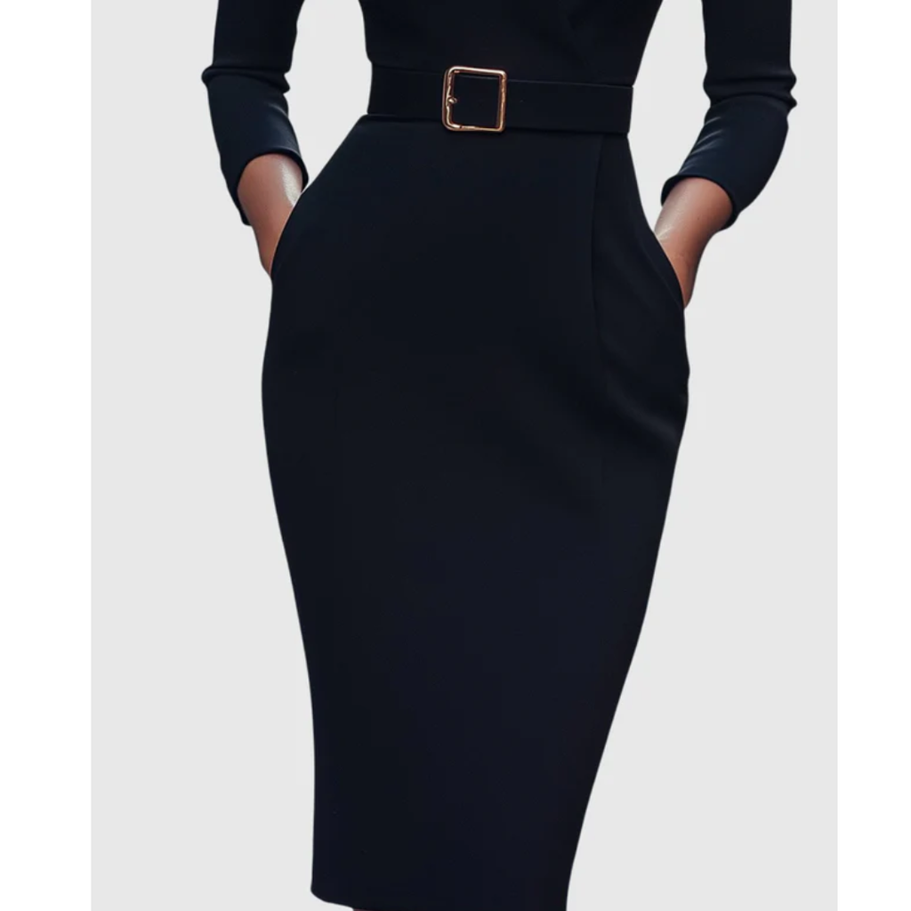 Hilda | Damen Stilvolles Midikleid Mit V-Ausschnitt