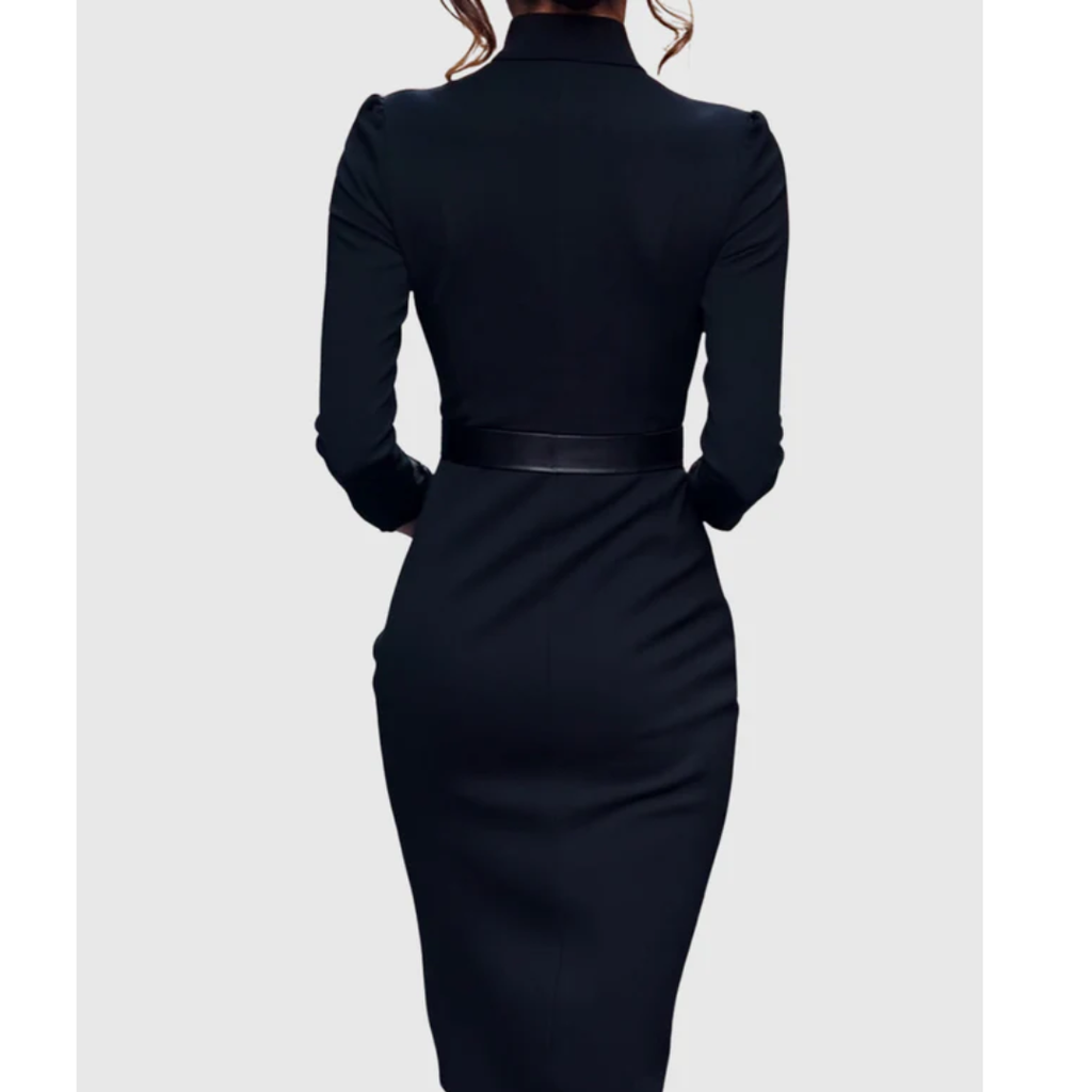 Hilda | Damen Stilvolles Midikleid Mit V-Ausschnitt