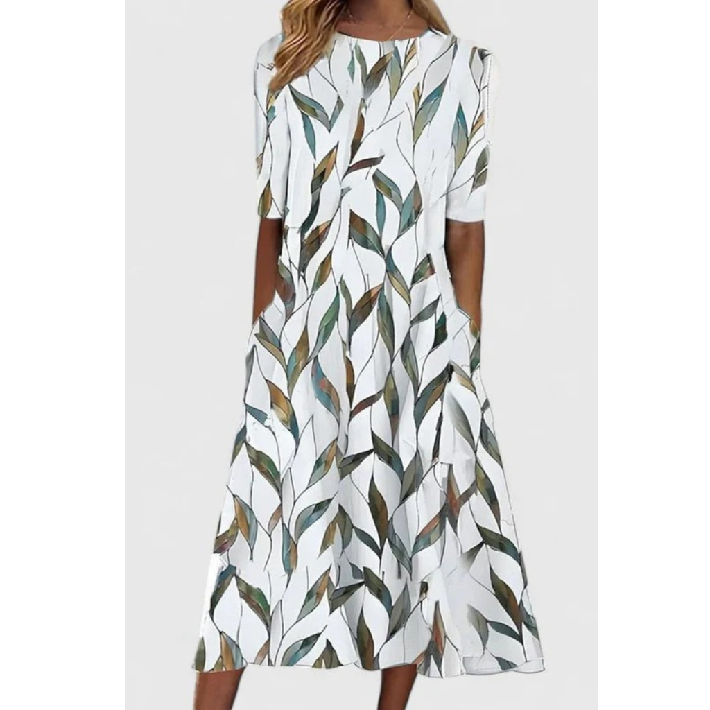 Hilde | Damen Stilvolles Midikleid Sommer Casual Elegant