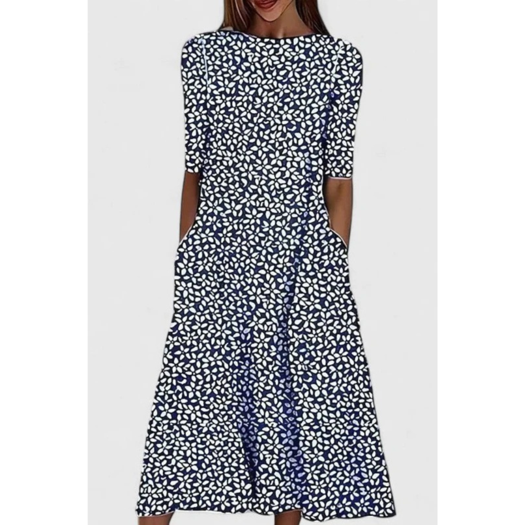 Hilde | Damen Stilvolles Midikleid Sommer Casual Elegant