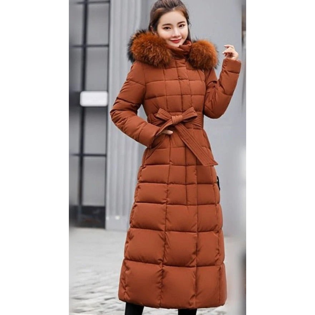 Hildegard | Damen Winterjacke mit Kapuze, Langer Stepp Parka im Modernen Design und Reißverschluss