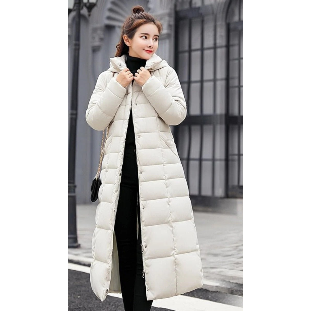 Hildegard | Damen Winterjacke mit Kapuze, Langer Stepp Parka im Modernen Design und Reißverschluss