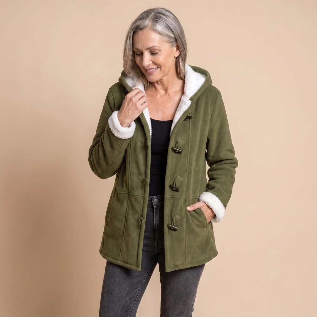 Hildegard | Damen Winterjacke mit Kapuze und Knöpfen