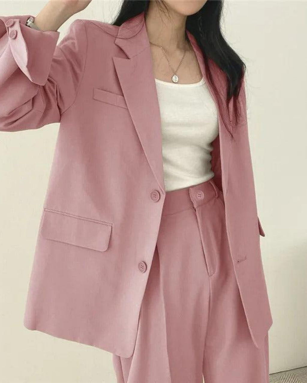 Hosenanzug Set mit Long-Blazer und Hose – Oversize Damen Set