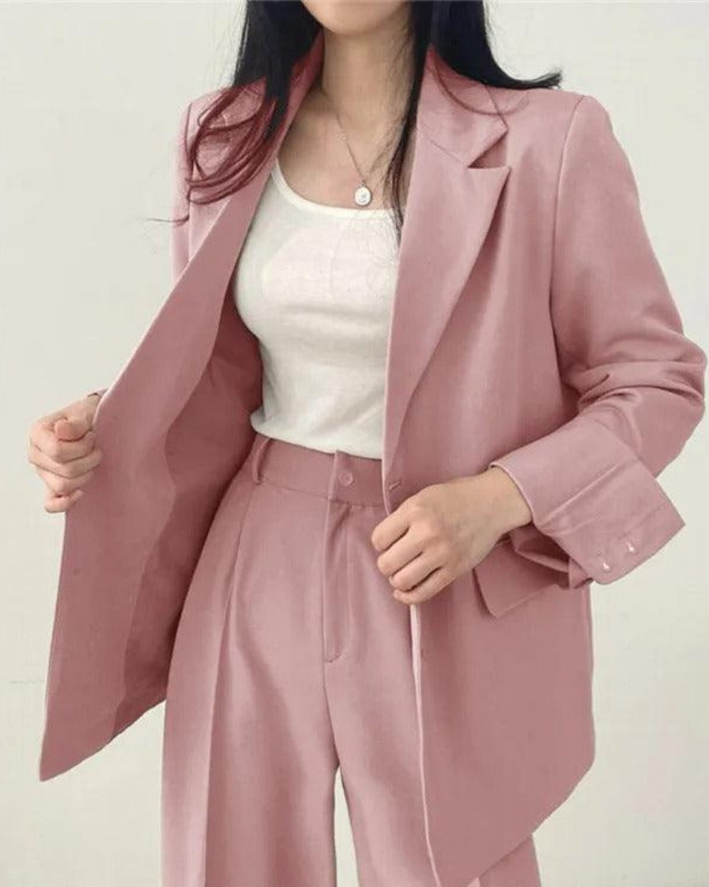 Hosenanzug Set mit Long-Blazer und Hose – Oversize Damen Set