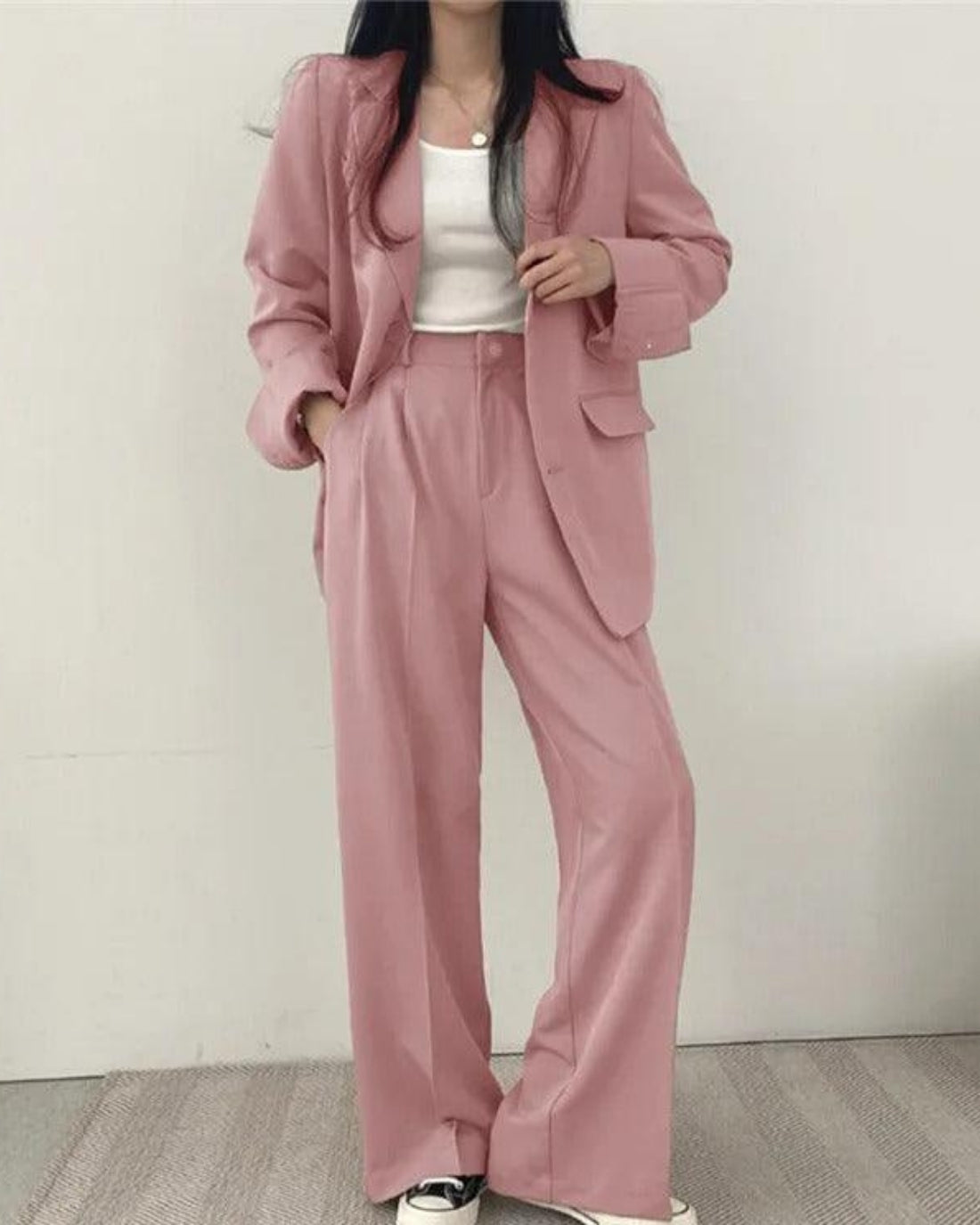Hosenanzug Set mit Long-Blazer und Hose – Oversize Damen Set