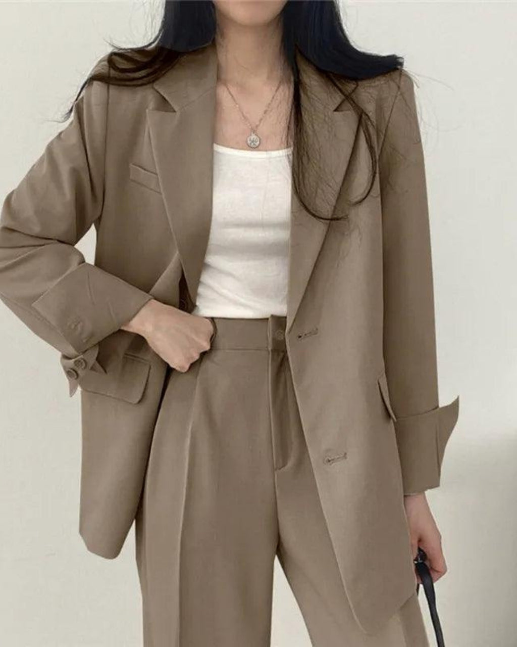 Hosenanzug Set mit Long-Blazer und Hose – Oversize Damen Set