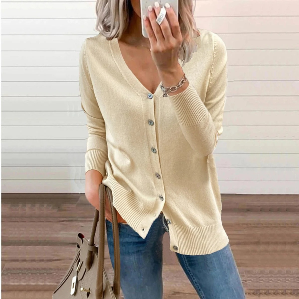 Ida | Damen Klassische Langarm Strickjacke