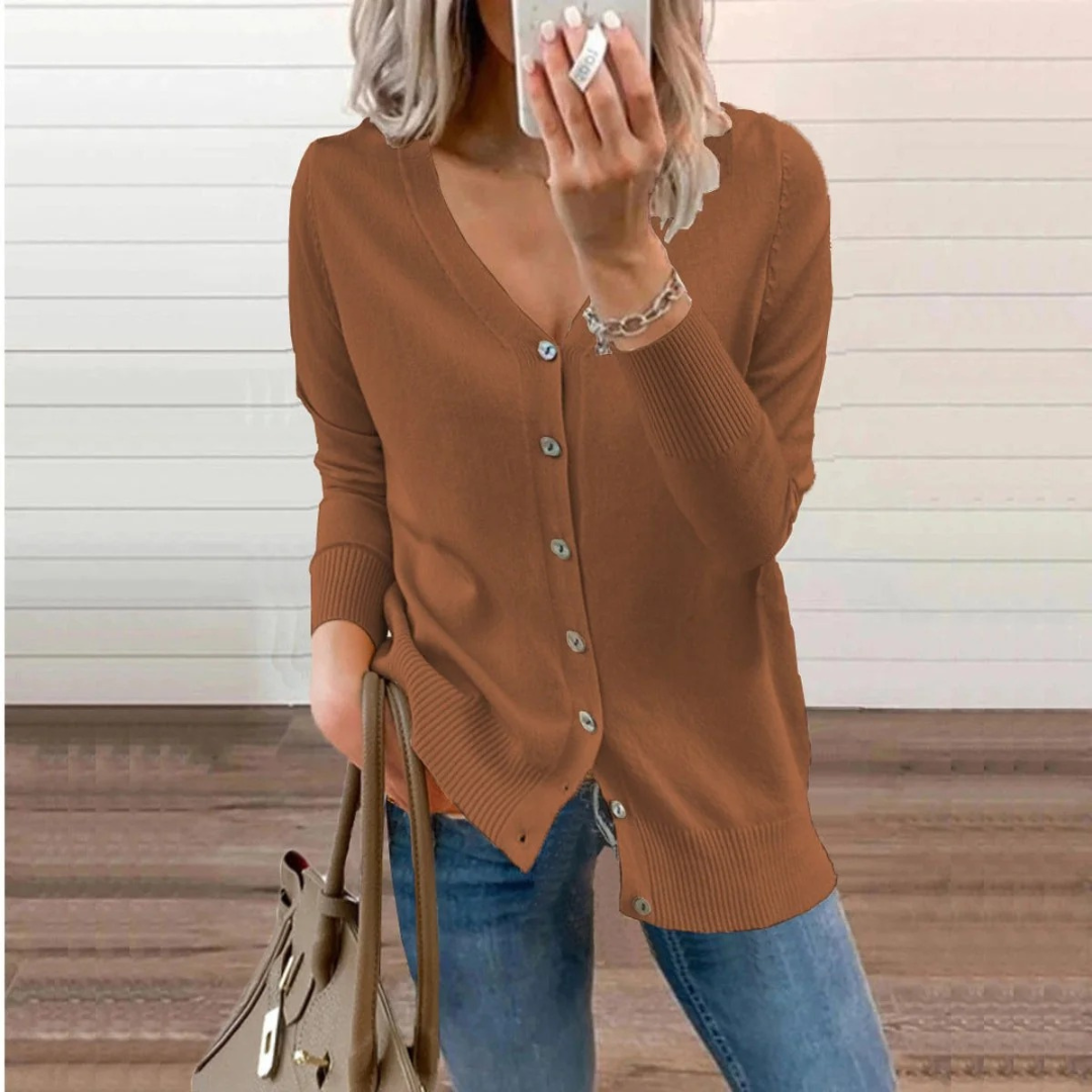 Ida | Damen Klassische Langarm Strickjacke