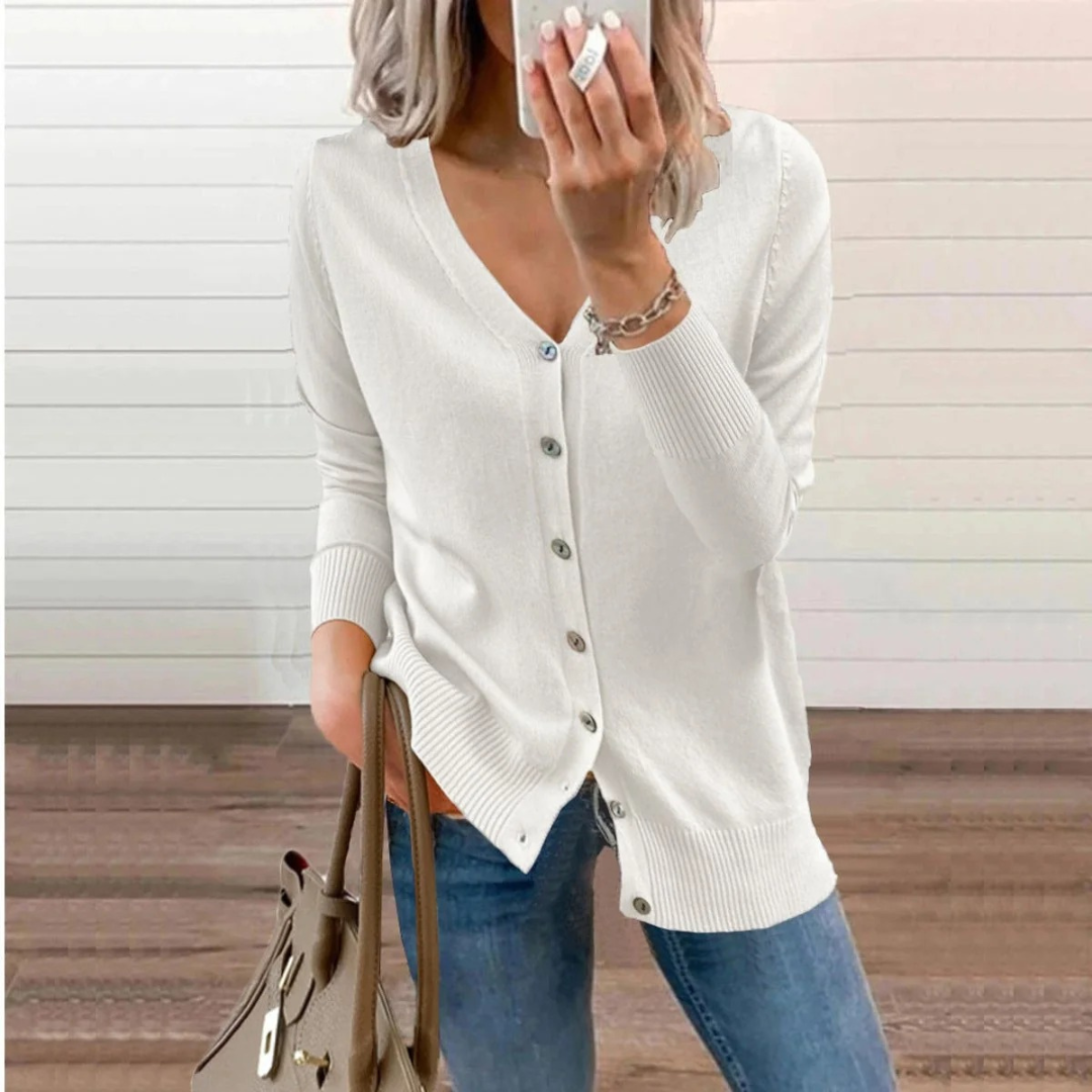 Ida | Damen Klassische Langarm Strickjacke