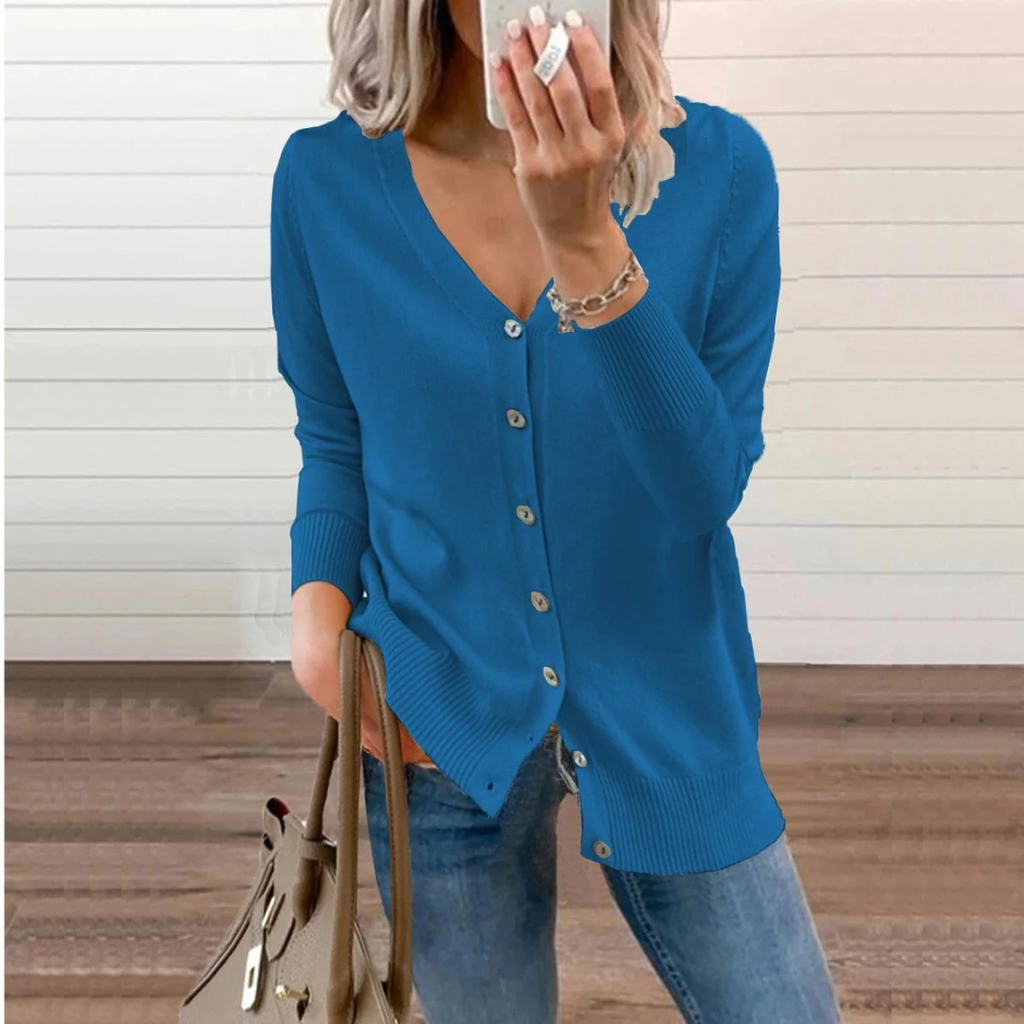 Ida | Damen Klassische Langarm Strickjacke