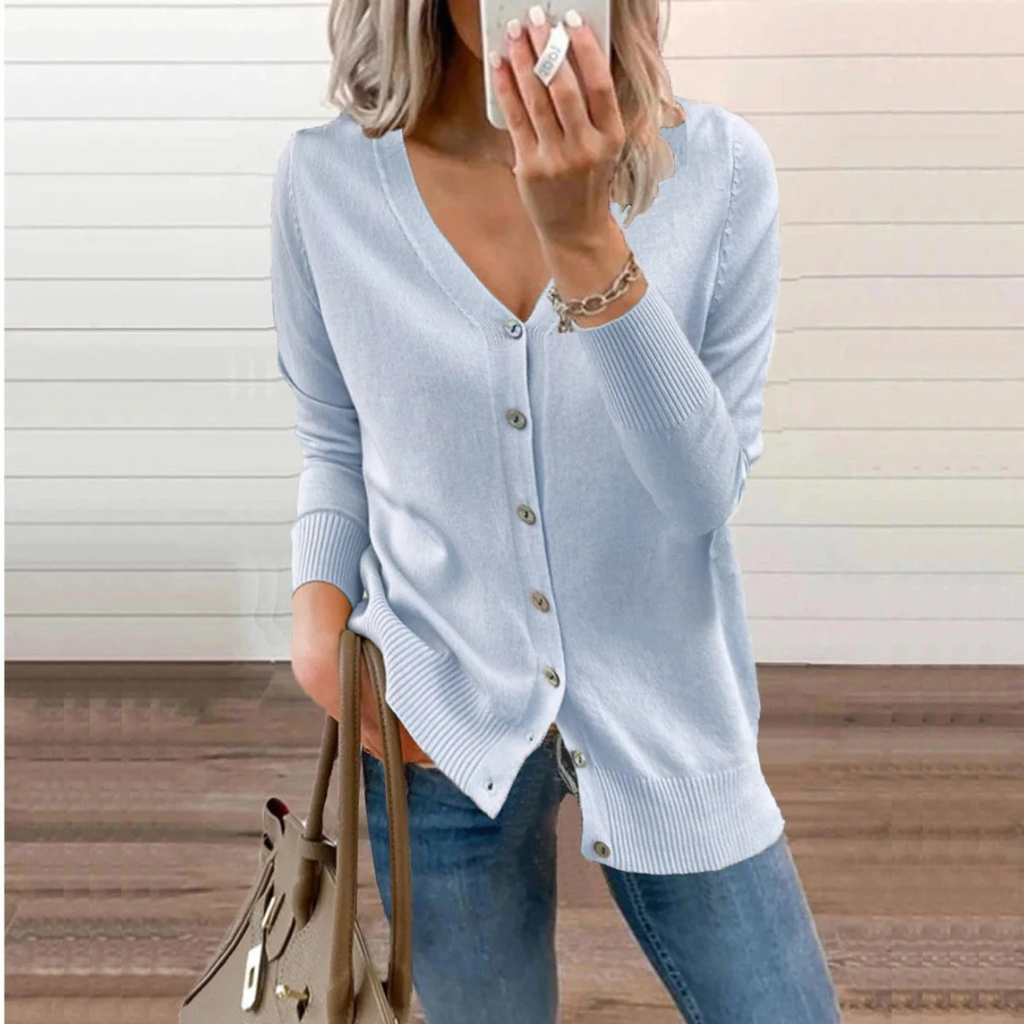 Ida | Damen Klassische Langarm Strickjacke