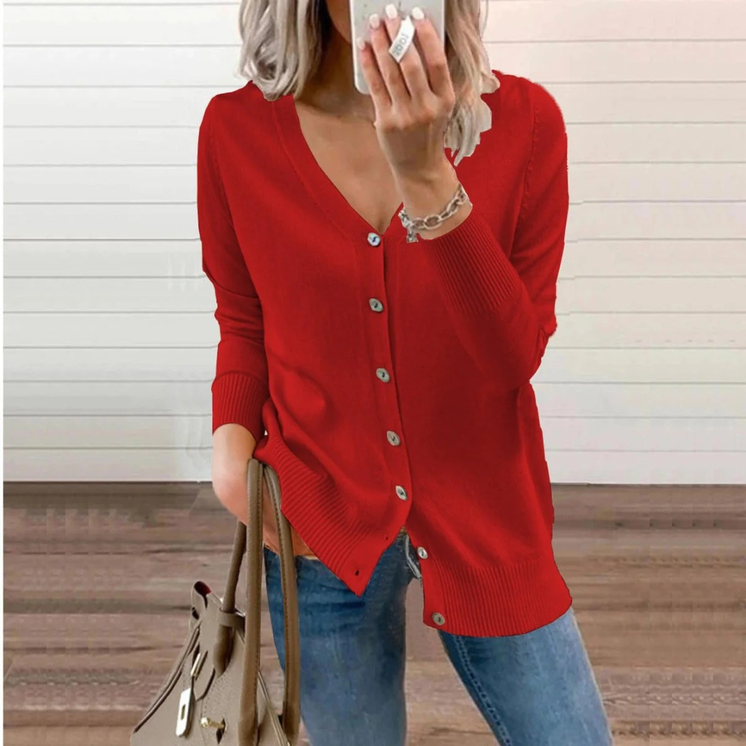Ida | Damen Klassische Langarm Strickjacke