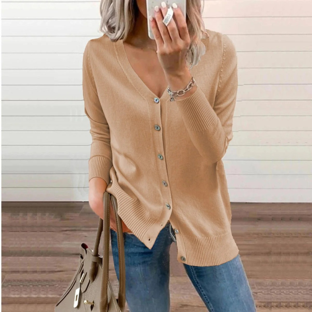 Ida | Damen Klassische Langarm Strickjacke