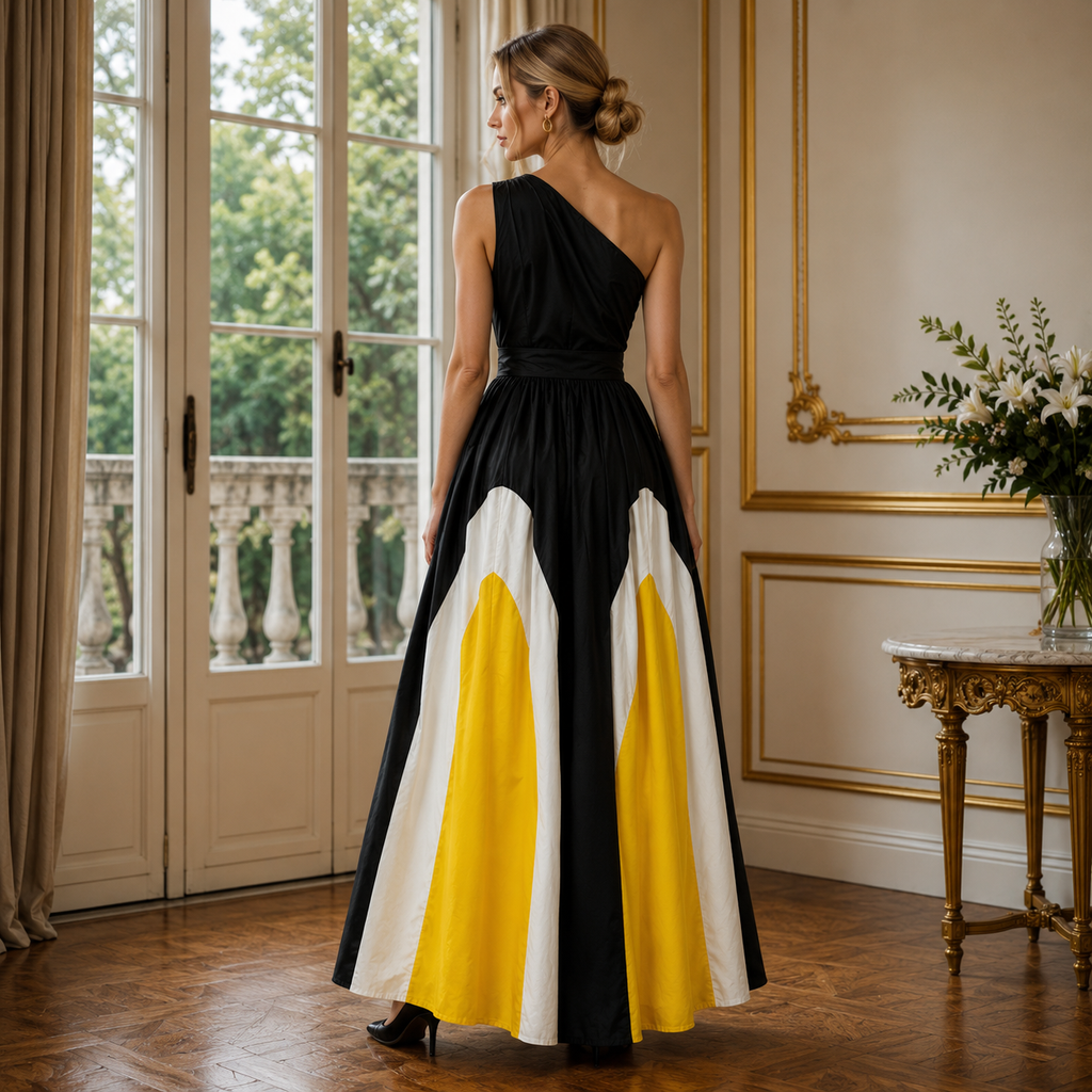 Ida | Damen One-Shoulder Maxikleid Mit Plissee