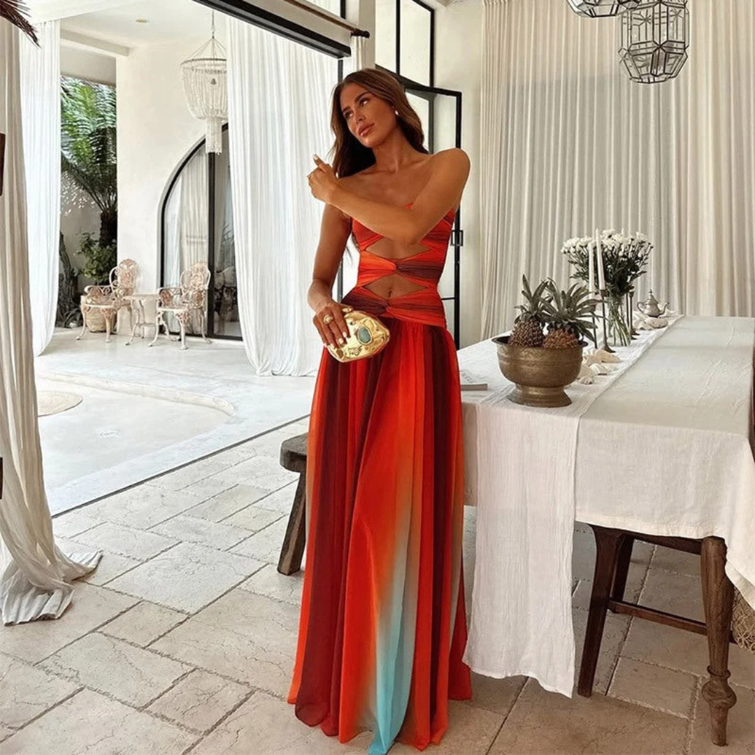 Ida | Damen Rotes Fließendes Maxikleid