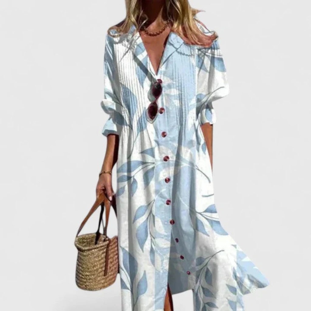Ida | Damen Sommer Midikleid Mit V-Ausschnitt