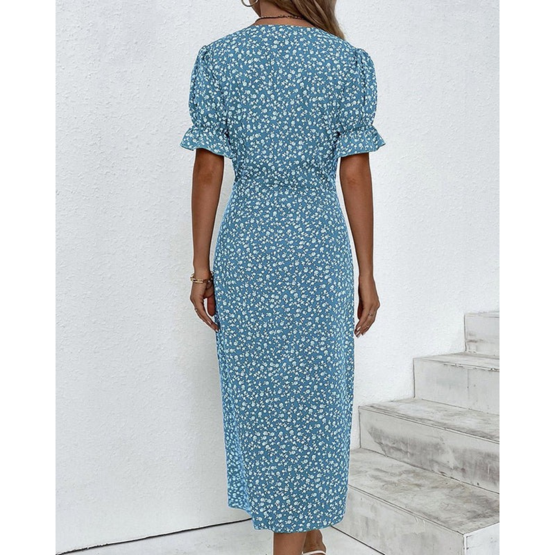 Ida | Damen Stilvolles Blumen Midikleid
