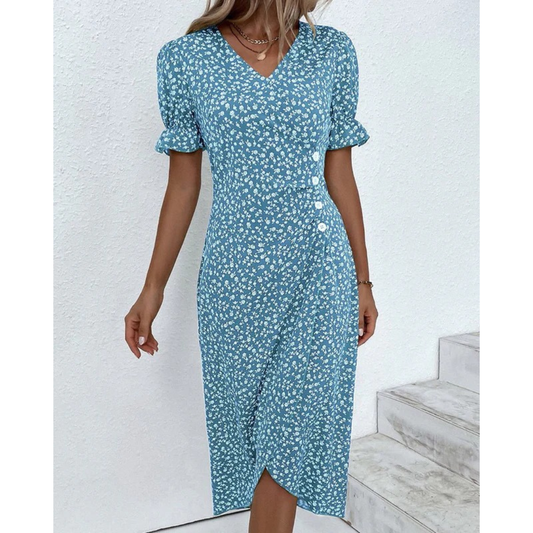 Ida | Damen Stilvolles Blumen Midikleid