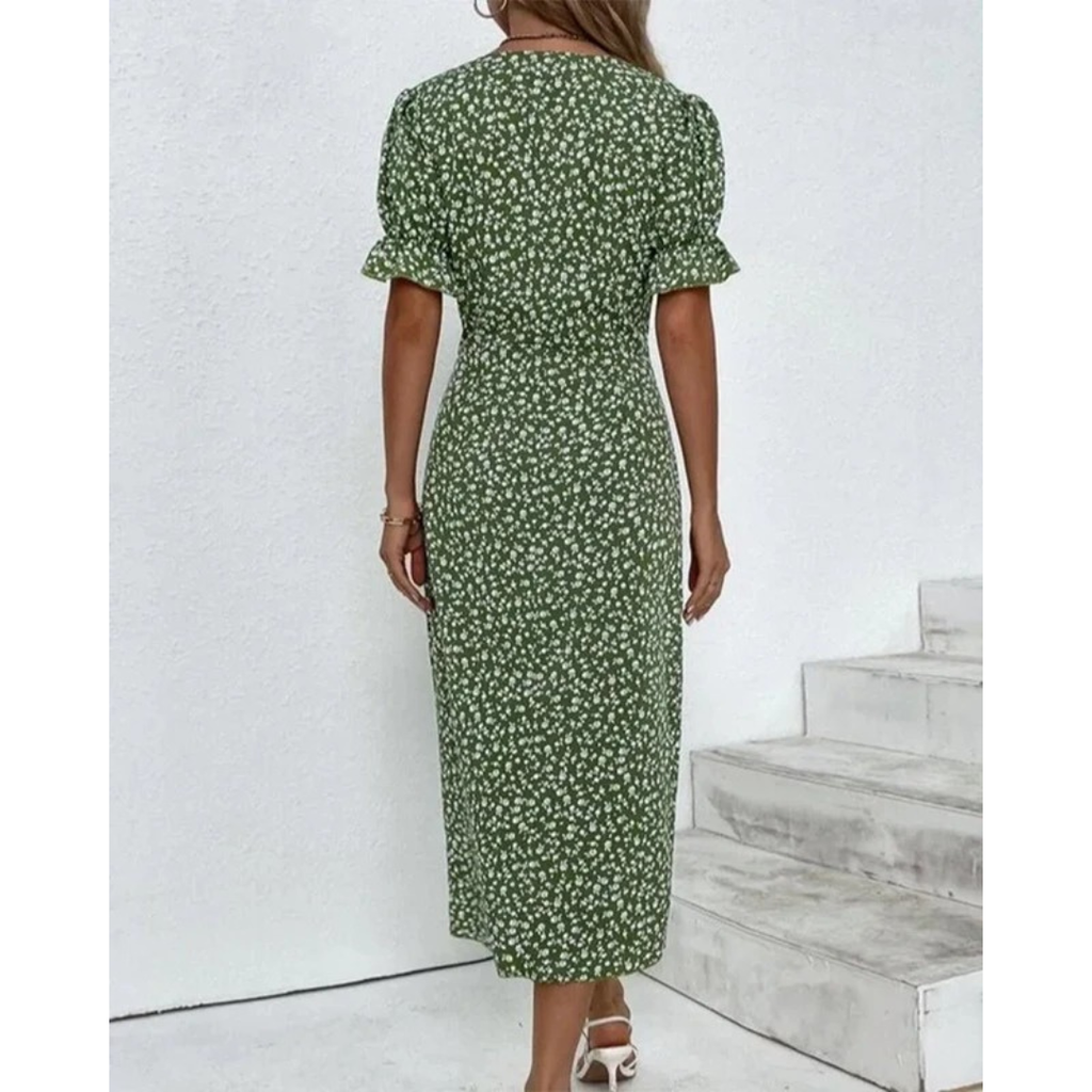 Ida | Damen Stilvolles Blumen Midikleid