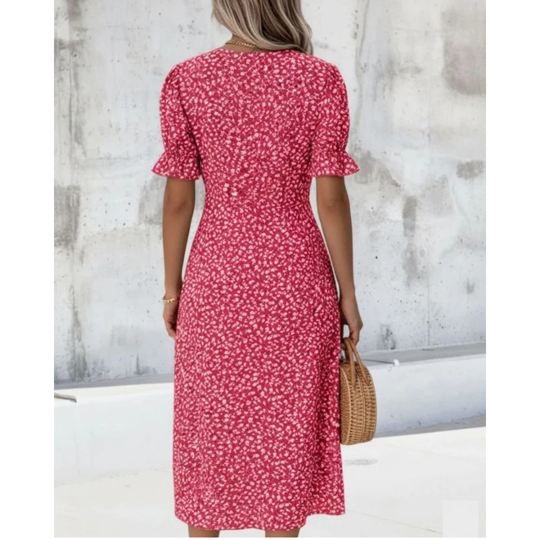 Ida | Damen Stilvolles Blumen Midikleid