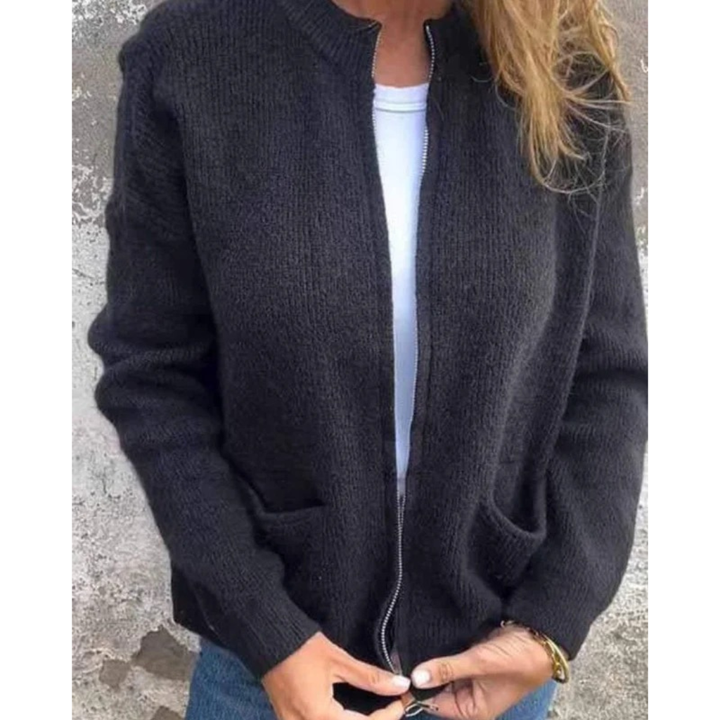 Iduna | Damen Strickjacke mit Reißverschluss und Taschen