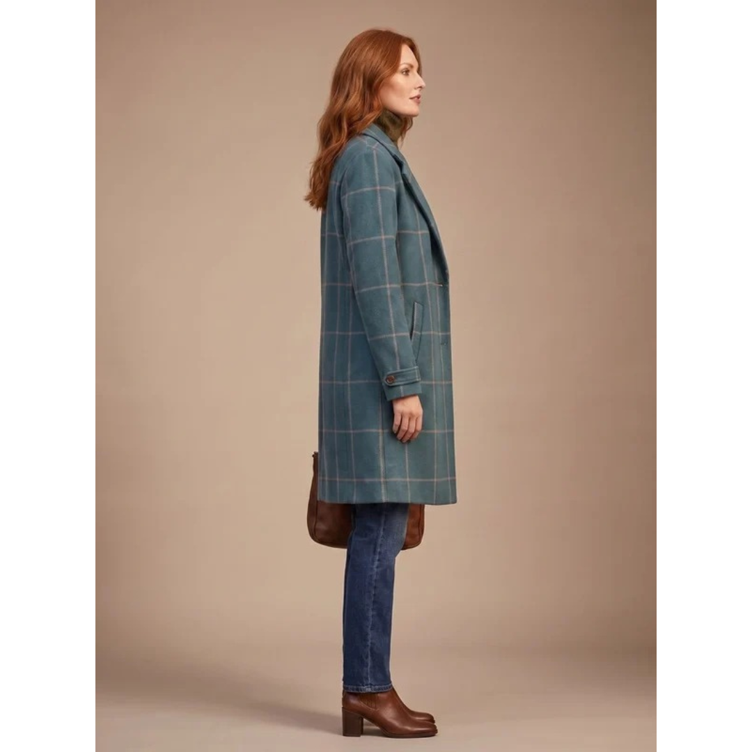 Ikra | Damen Winterjacke in Grün mit Karomuster und Revers