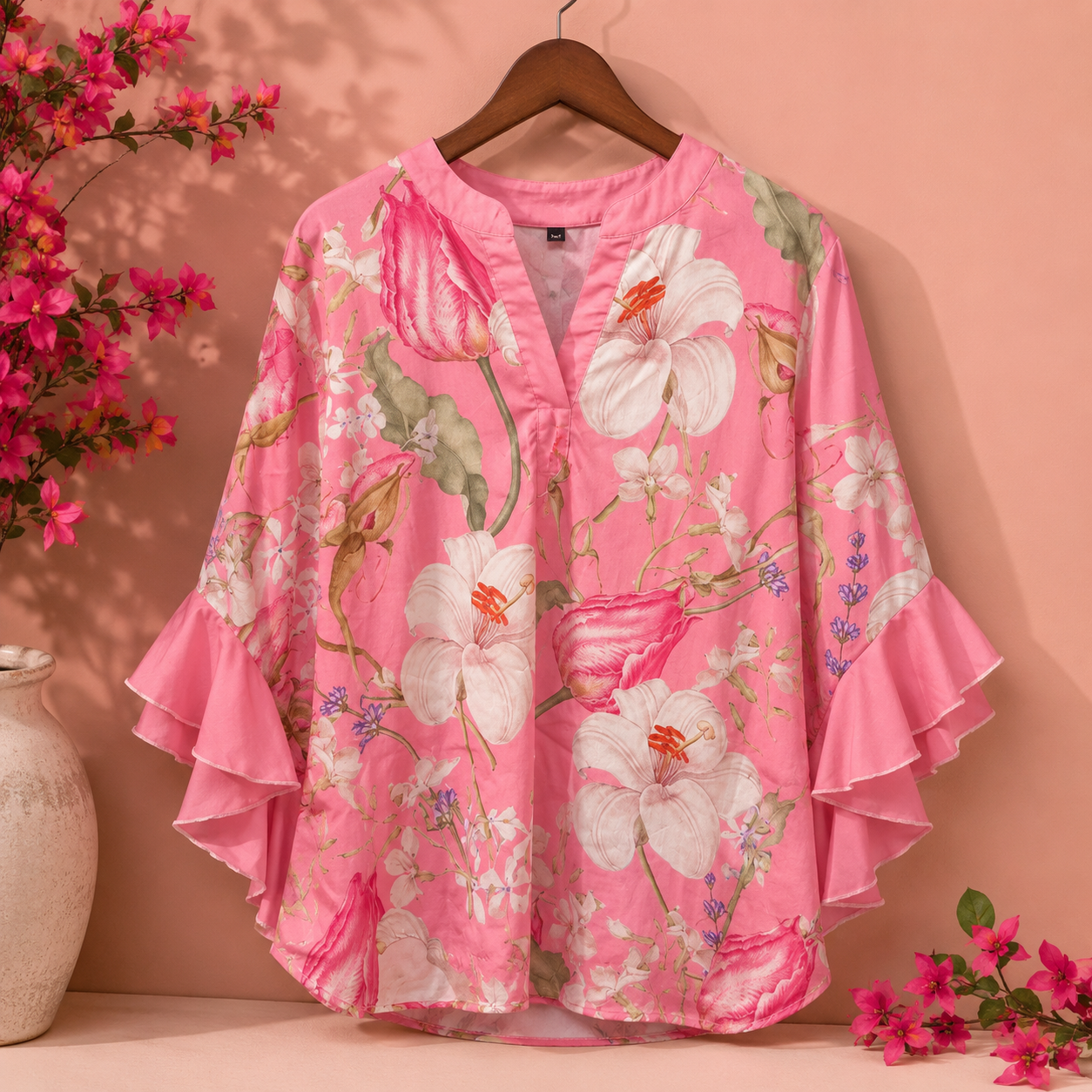 Ina | Florale Damenbluse mit V-Ausschnitt