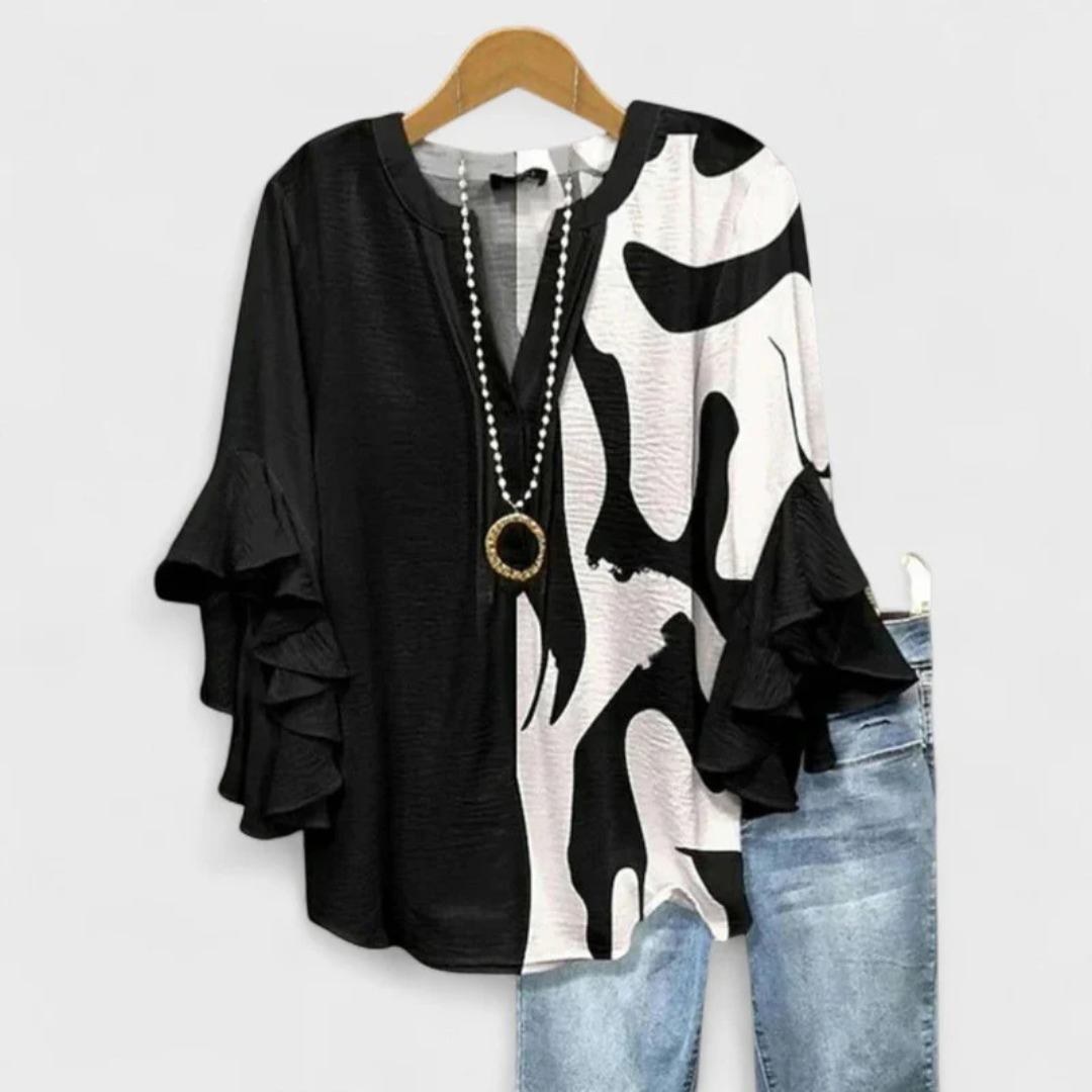 Ina | Florale Damenbluse mit V-Ausschnitt