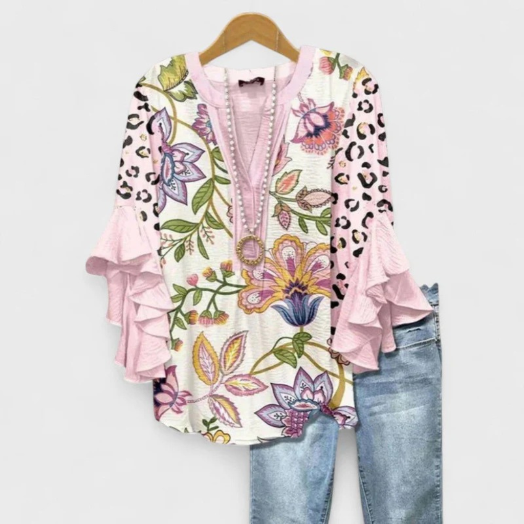 Ina | Florale Damenbluse mit V-Ausschnitt