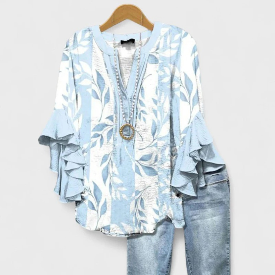 Ina | Florale Damenbluse mit V-Ausschnitt