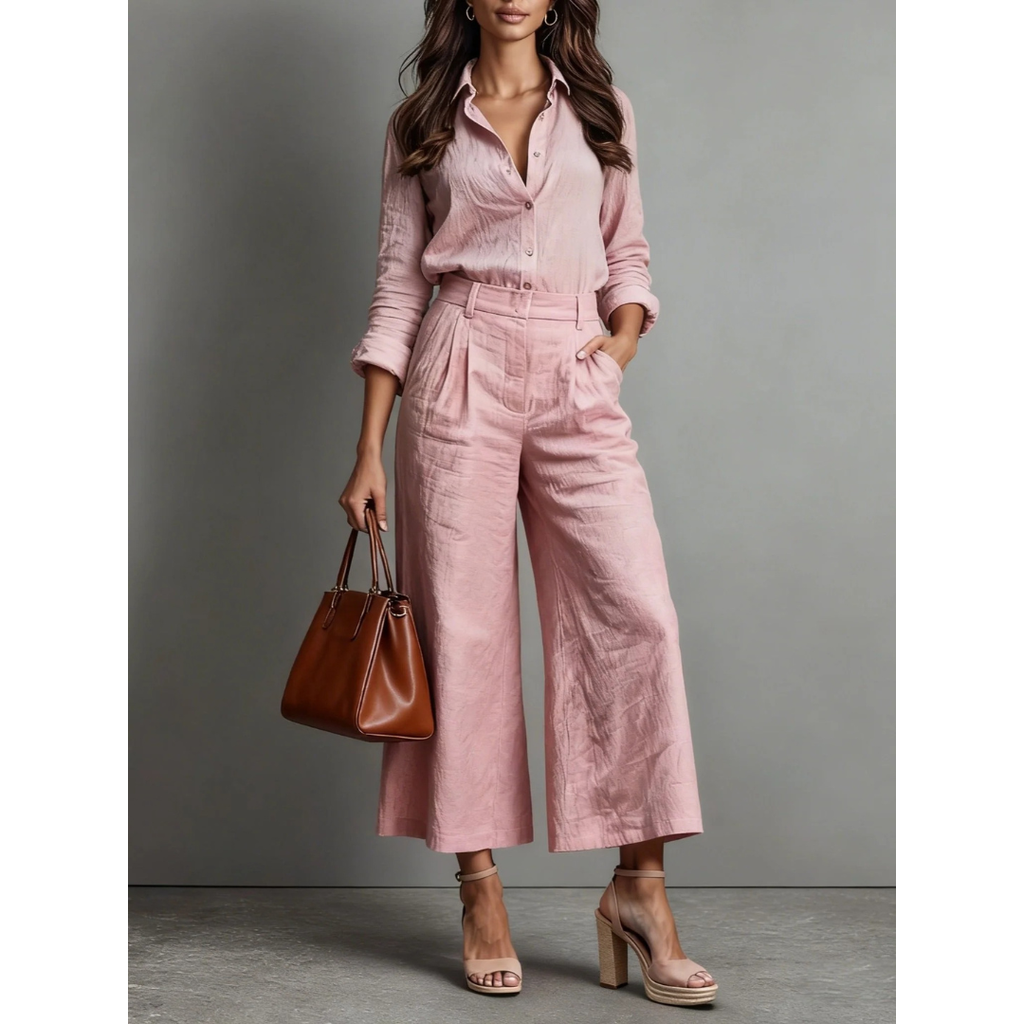 Inge | Damen Leinen Bluse Und Hosen Set