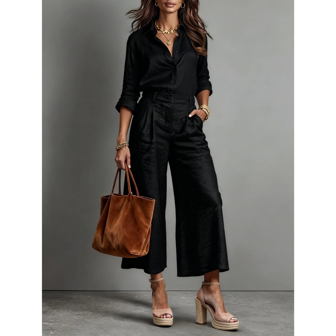 Inge | Damen Leinen Bluse Und Hosen Set