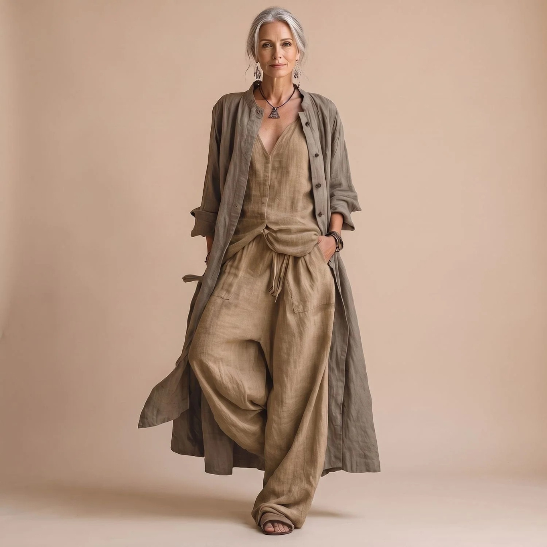 Ingrid | Damen Jacke mit Langarm, Knöpfen und Braun