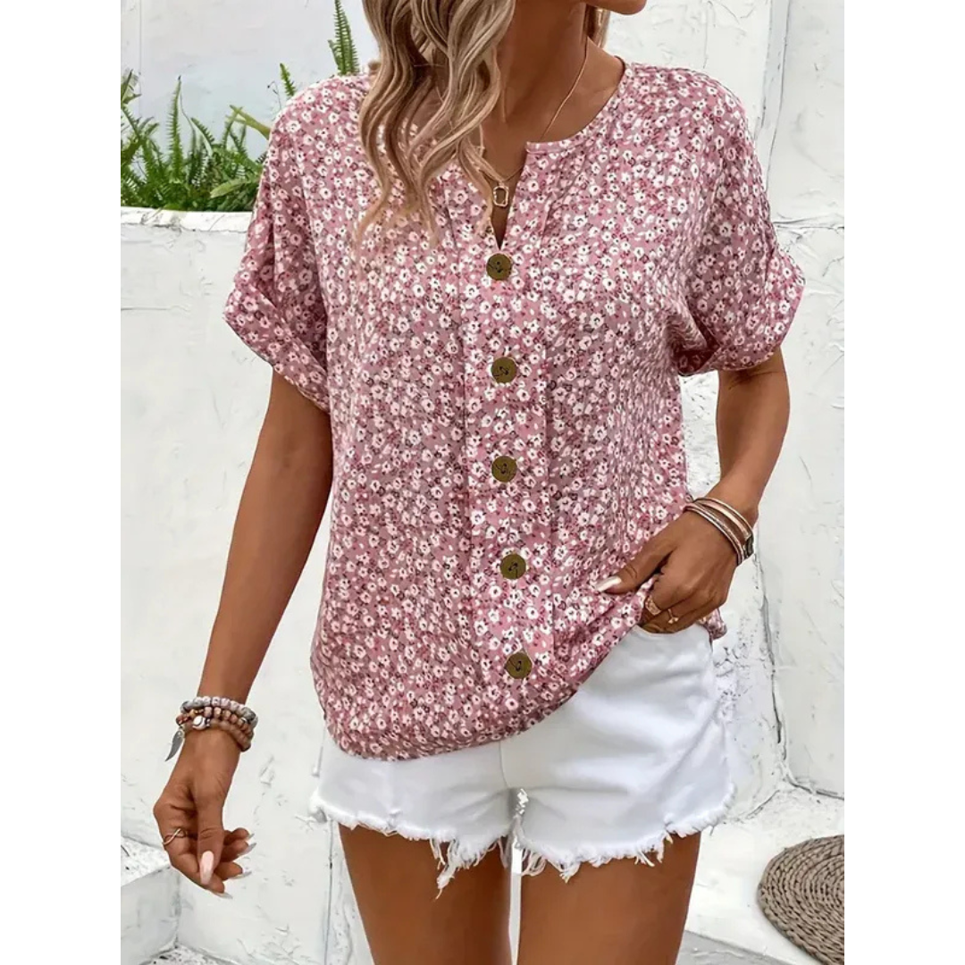 Ingrid | Damen Sommer Bluse Mit Blumenmuster