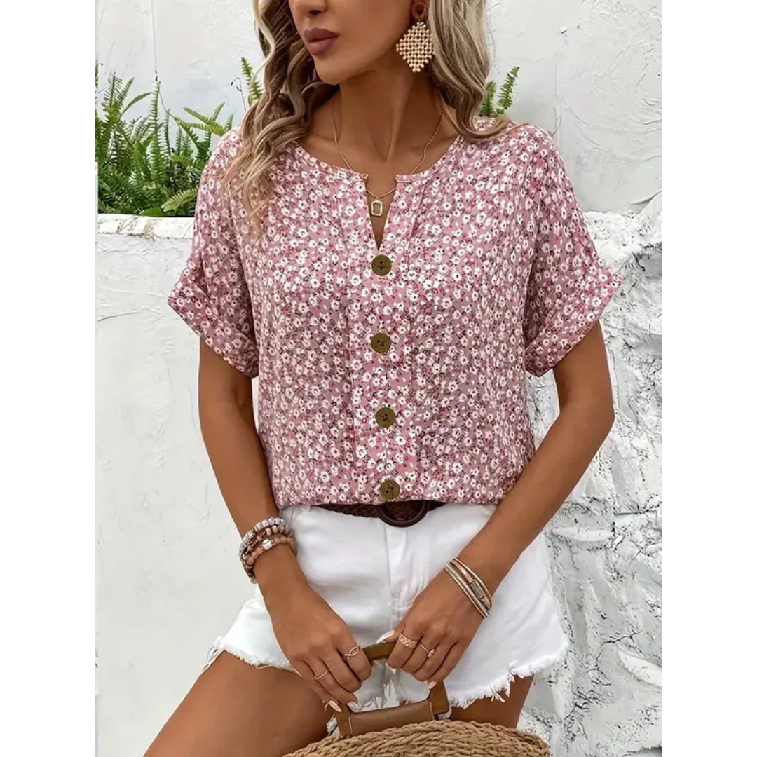 Ingrid | Damen Sommer Bluse Mit Blumenmuster