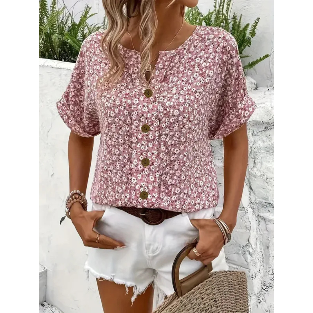 Ingrid | Damen Sommer Bluse Mit Blumenmuster