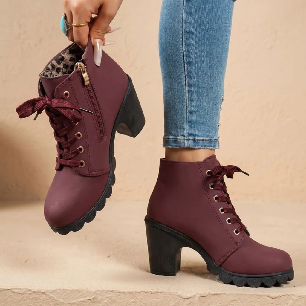 Irina | Damen Orthopädische Stiefeletten mit Schnallen und Absatz