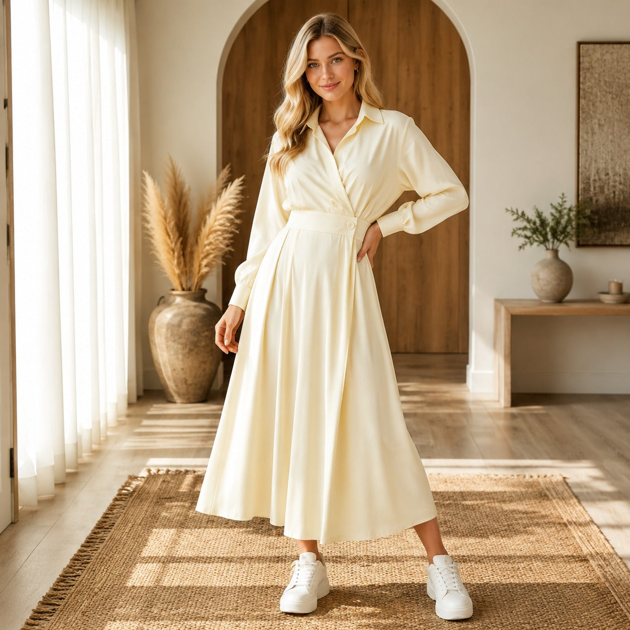 Irina | Damen Sommer Midikleid Elegant für Strand und Alltag