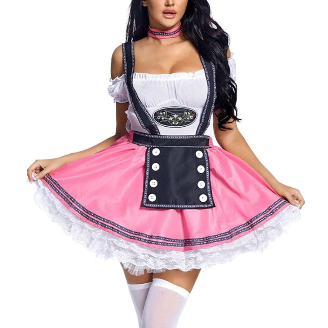 Iris | Damen Dirndl in Rosa mit Spitze zum Oktoberfest