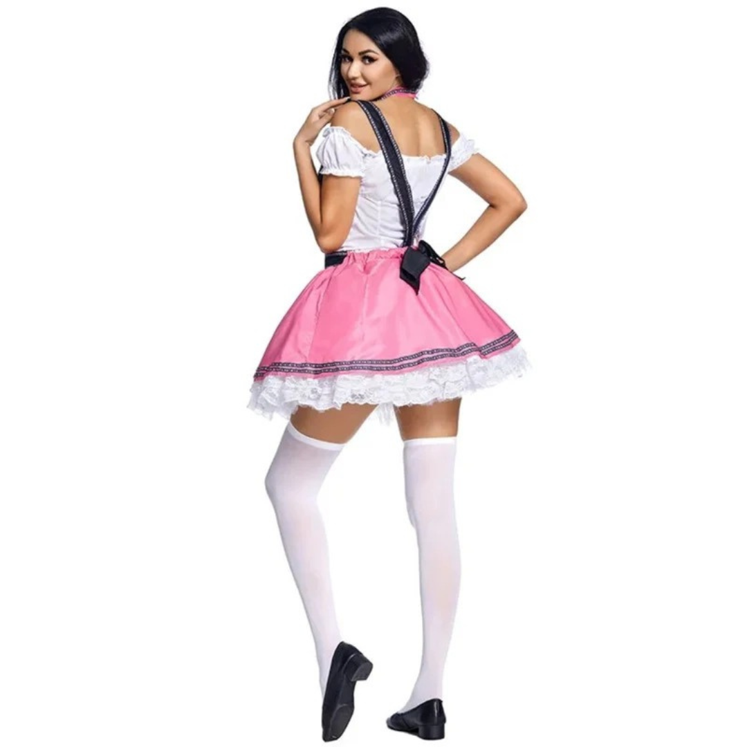 Iris | Damen Dirndl in Rosa mit Spitze zum Oktoberfest