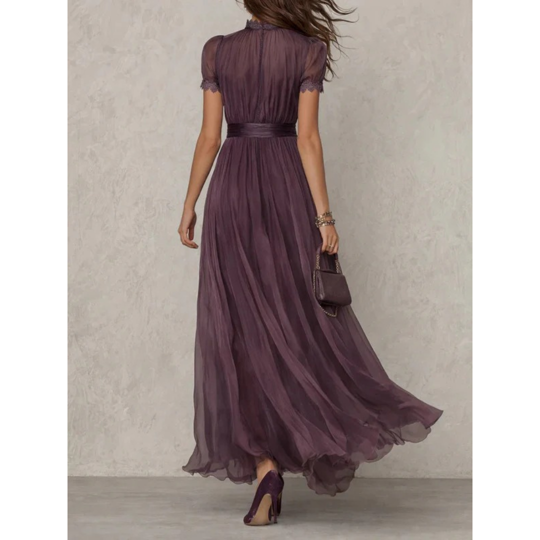 Iris | Damen Elegant Lila Maxikleid mit Sommer