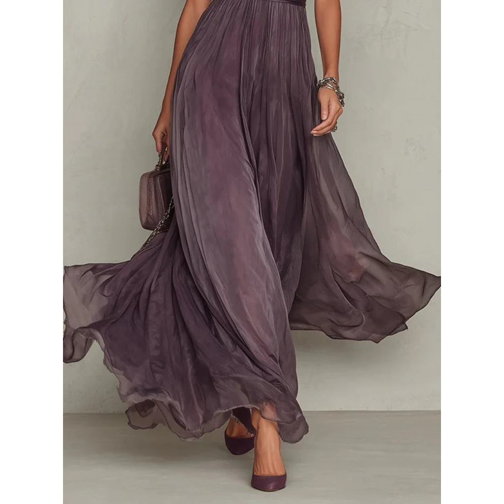 Iris | Damen Elegant Lila Maxikleid mit Sommer