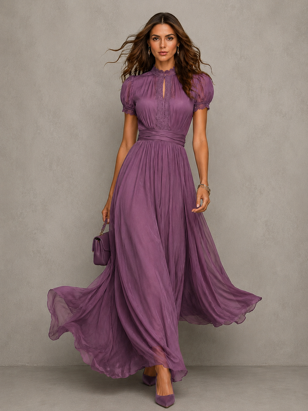 Iris | Damen Elegant Lila Maxikleid mit Sommer