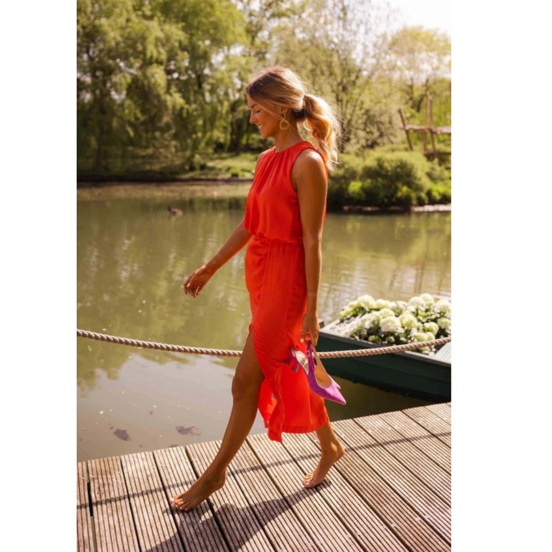 Iris | Damen Schlichtes Sommer Midikleid