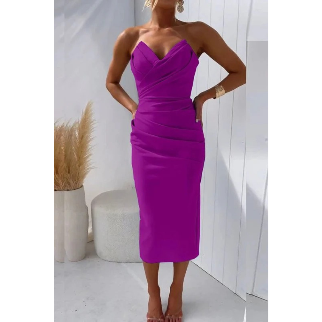 Irma | Damen Stilvolles Cocktail Midikleid