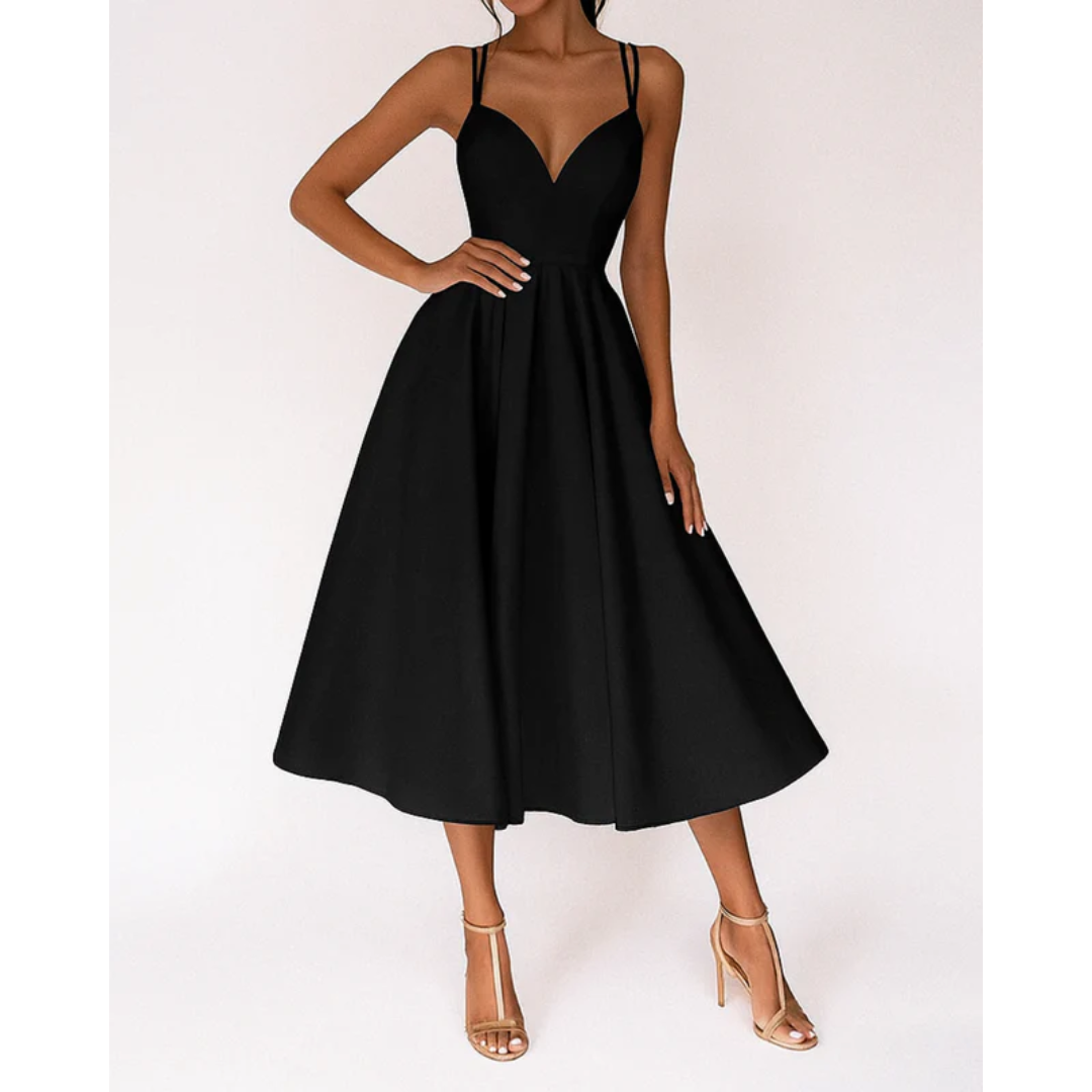 Irmela | Damen Kleid Für Hochzeitsgast In Midi Länge Mit Trägern