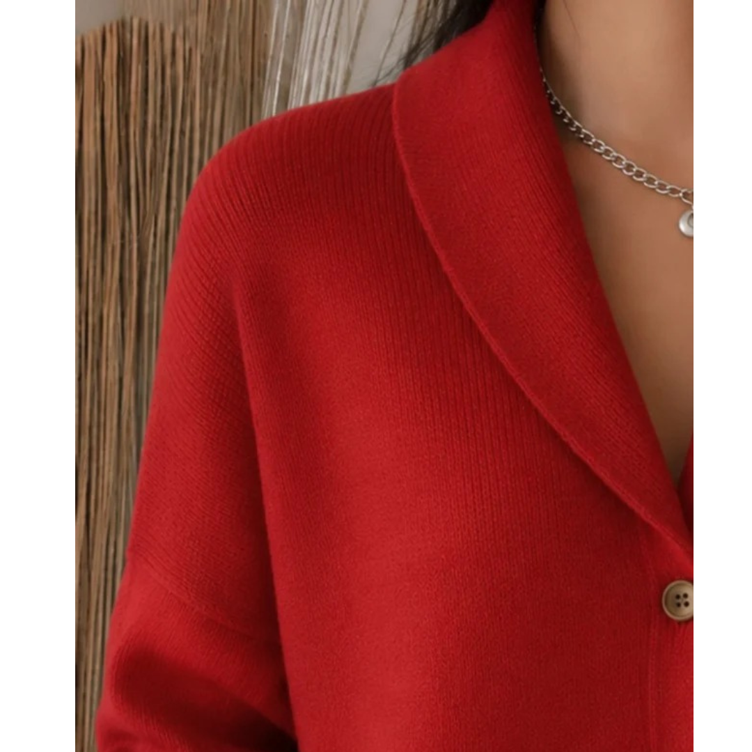 Irmgard | Damen Relaxed Strickjacke mit Hemdkragen